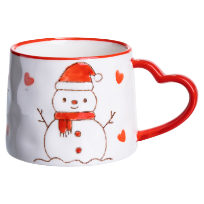 Новорічна порцелянова чашка Сніговик 350 (мл) Yiwu FM-CS-55A - фото