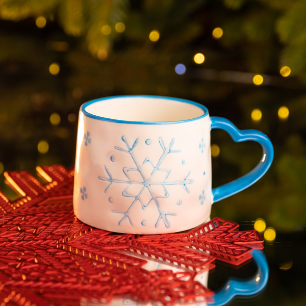 Новорічна порцелянова чашка Сніжинка 350 (мл) Yiwu FM-CS-55D - фото №2