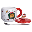 Чашка фарфоровая Rudolph the Reindeer 400 мл с крышкой и ложкой кружка новогодняя рождественская с силиконовой фигуркой на крышке - фото №4