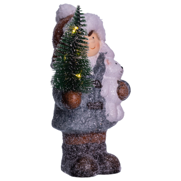 Новорічна фігурка з підсвічуванням Дівчинка з ялинкою з порцеляни 10×9×18 (см) CR-5-16 - фото №2