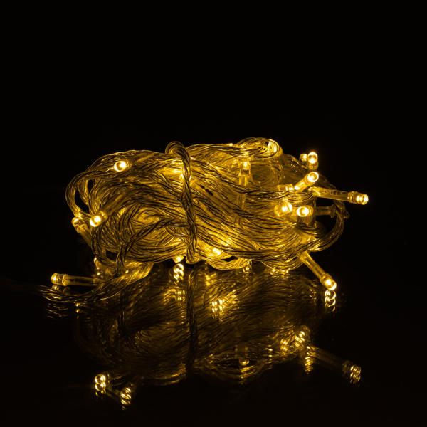 Новорічна гірлянда кімнатна нитка 10 м 120 LED чорний провід Жовтий W120LED10MBY - фото