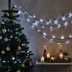 Новорічна гірлянда кімнатна нитка 18 м 180 LED кімнатна гірлянда чорний провід Біле світло W180LED18MBW
