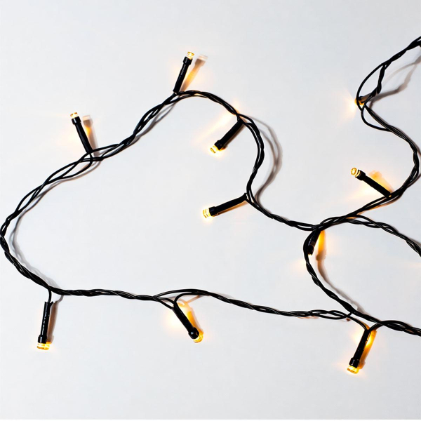 Новорічна гірлянда кімнатна нитка 22 м 220 LED чорний провід Жовтий W220LED22MBY - фото №5