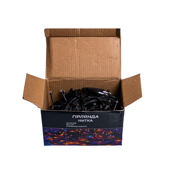 Новорічна гірлянда кімнатна нитка 22 м 220 LED чорний провід Жовтий W220LED22MBY - фото №7