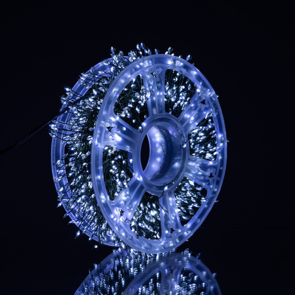 Новорічна гірлянда кімнатна роса 100 м 3000 LED Хвойна лапа зелений провід Біле сяйво D3000L100MGW - фото №3