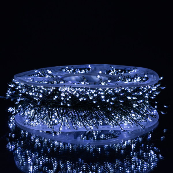 Новорічна гірлянда кімнатна роса 100 м 3000 LED Хвойна лапа зелений провід Біле сяйво D3000L100MGW - фото №5