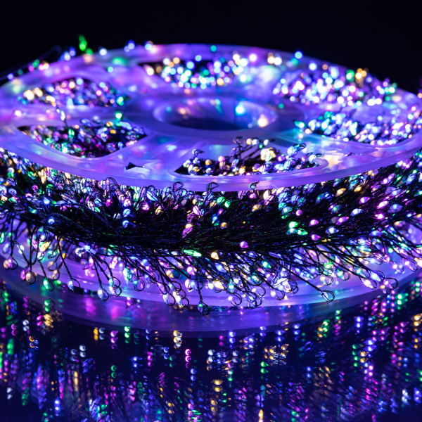 Новорічна гірлянда кімнатна роса 100 м 3000 LED Хвойна лапа зелений провід Мультиколір D3000L100MGML - фото №2