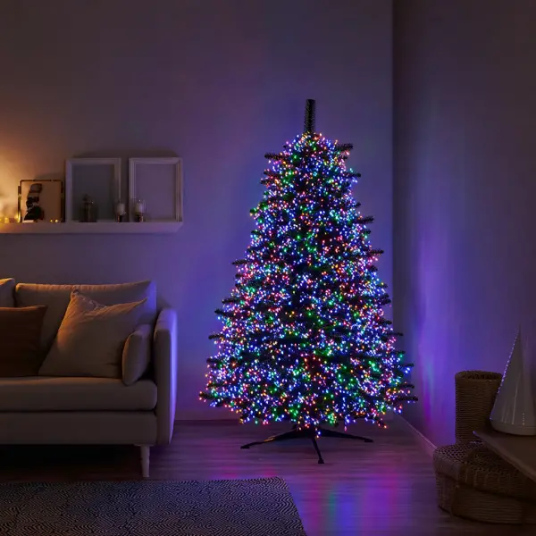 Новорічна гірлянда кімнатна роса 100 м 3000 LED Хвойна лапа зелений провід Мультиколір D3000L100MGML - фото №4