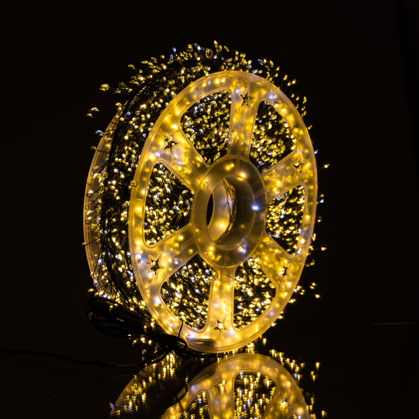 Новорічна гірлянда кімнатна роса 100 м 3000 LED Хвойна лапа зелений провід Жовте сяйво D3000L100MGY - фото №3