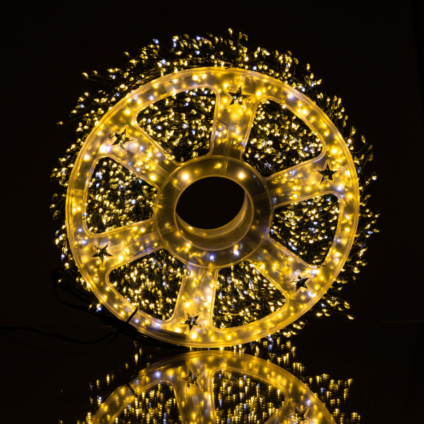 Новорічна гірлянда кімнатна роса 100 м 3000 LED Хвойна лапа зелений провід Жовте сяйво D3000L100MGY - фото №4
