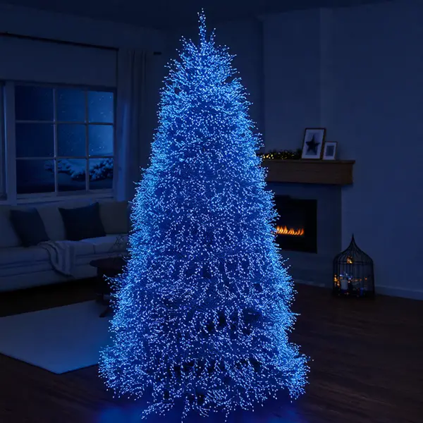 Новорічна гірлянда кімнатна роса Хвойна лапа 50 м  1500 LED зелений провід Синє сяйво D1500L50MGBL - фото №2
