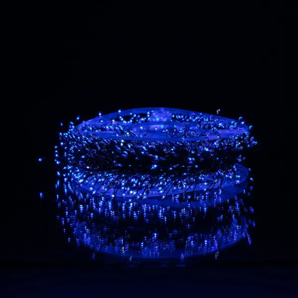 Новорічна гірлянда кімнатна роса Хвойна лапа 50 м  1500 LED зелений провід Синє сяйво D1500L50MGBL - фото №3