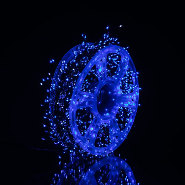 Новорічна гірлянда кімнатна роса Хвойна лапа 50 м  1500 LED зелений провід Синє сяйво D1500L50MGBL - фото №4