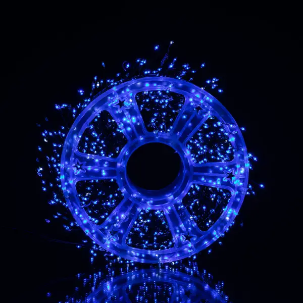Новорічна гірлянда кімнатна роса Хвойна лапа 50 м  1500 LED зелений провід Синє сяйво D1500L50MGBL - фото №5