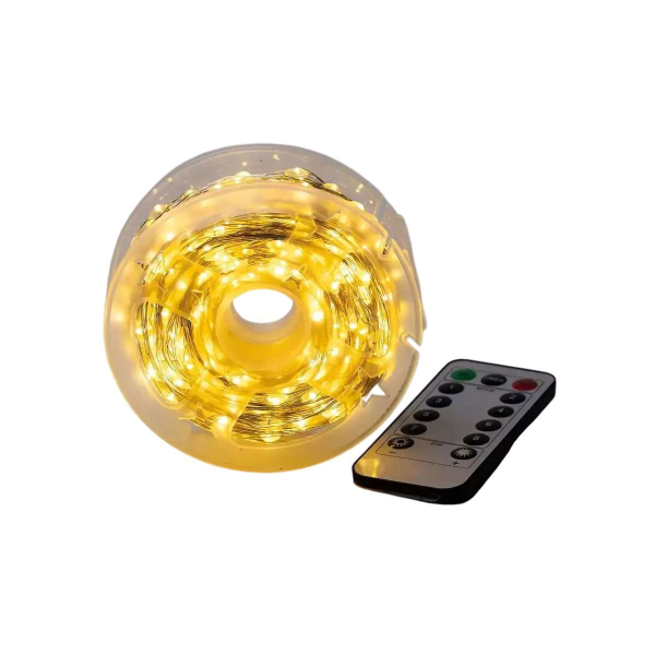 Гірлянда роса на пульті 100 метрів на 1000 світлодіодів крапля білий провід жовтий 1000L100MWY - фото №4