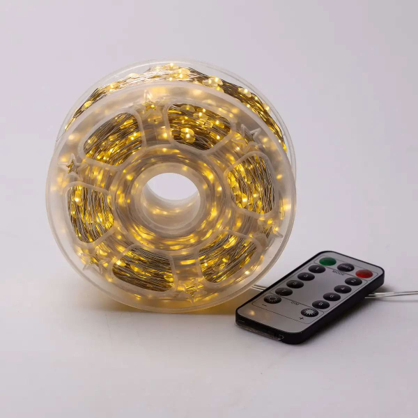 Гірлянда роса на пульті 200 метрів на 2000 світлодіодів крапля білий провід жовтий 2000L200MWY - фото №2
