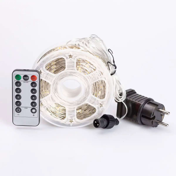 Гірлянда роса на пульті 200 метрів на 2000 світлодіодів крапля білий провід жовтий 2000L200MWY - фото №5