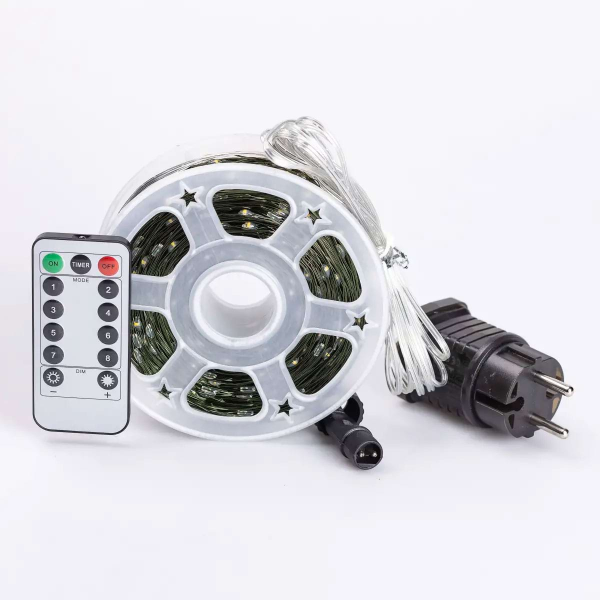 Новорічна гірлянда кімнатна Роса з пультом 200 м 2000 LED зелений провід Жовте сяйво 2000L200MGY - фото №5