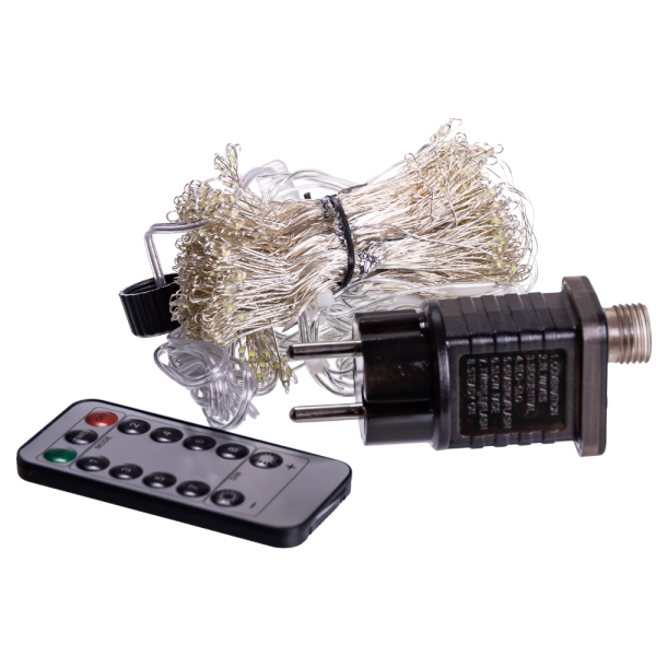 Новорічна гірлянда кімнатна штора роса Хвойна лапа 3х3 м 600 LED Біле світло D600LED3MW - фото