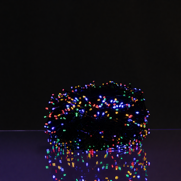 Новорічна гірлянда вулична 30 м 300 LED з сонячною батареєю чорний провід Мультиколір SB300L30MBML - фото