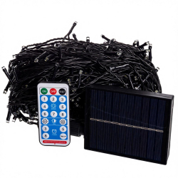 Новорічна гірлянда вулична 50 м 500 LED з сонячною батареєю чорний провід Білий SB500L50MBW