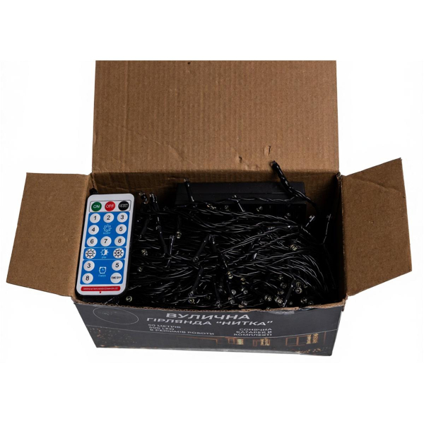 Новорічна гірлянда вулична 50 м 500 LED з сонячною батареєю чорний провід Білий SB500L50MBW - фото №2