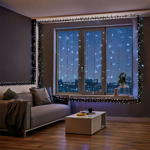 Новорічна гірлянда вулична 50 м 500 LED з сонячною батареєю чорний провід Білий SB500L50MBW - фото №4