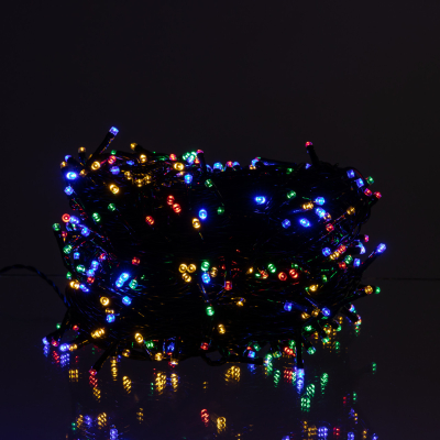 Новорічна гірлянда вулична 50 м 500 LED з сонячною батареєю чорний провід Мультиколір SB500L50MBML - фото