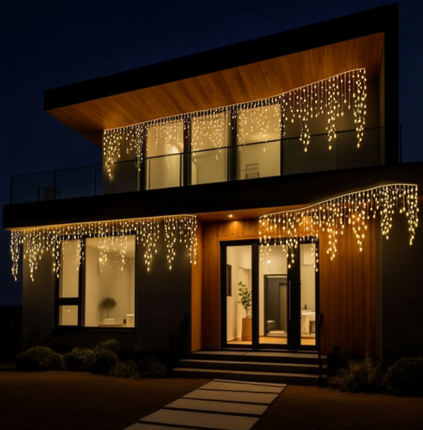 Вулична гірлянда Бахрома 36 м 600 LED білий провід Жовте сяйво36MWY - фото №2