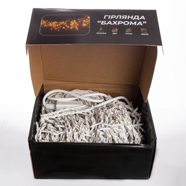 Вулична гірлянда Бахрома 36 м 600 LED білий провід Жовте сяйво36MWY - фото №3