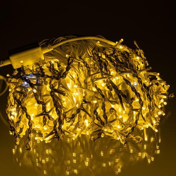 Вулична гірлянда Бахрома 36 м 600 LED білий провід Жовте сяйво36MWY - фото №5