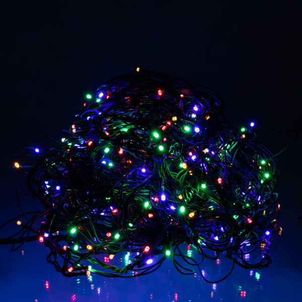 Новорічна гірлянда вулична Бахрома 36 м 600 LED чорний провід Мультиколор 36МBML - фото