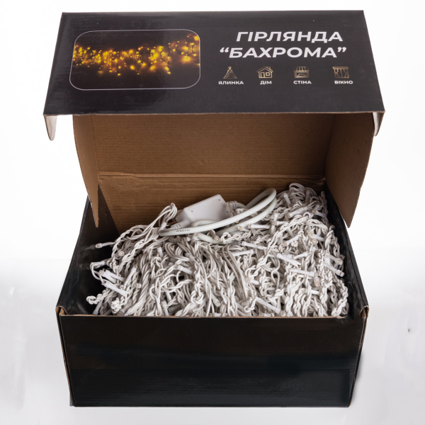Вулична гірлянда Бахрома 50 м 600 LED білий провід Жовте сяйво 50MWY - фото №2