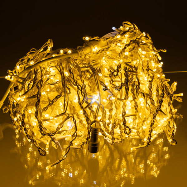 Вулична гірлянда Бахрома 50 м 600 LED білий провід Жовте сяйво 50MWY - фото №5