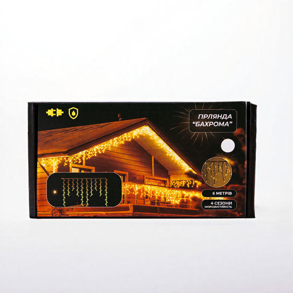 Новорічна гірлянда вулична Бахрома 6 м 105 LED білий провід Білий 6МWW - фото №3