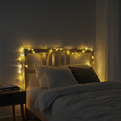 Новорічна кімнатна гірлянда нитка 6 м 50 LED білий провід Жовтий W50LED6MWY - фото