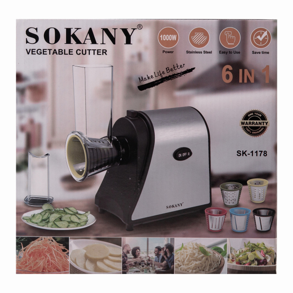 Овочерізка Sokany Lugi електрична 1000 Вт 6 в 1 з 5 насадками багатофункціональна SK-1178 - фото №9