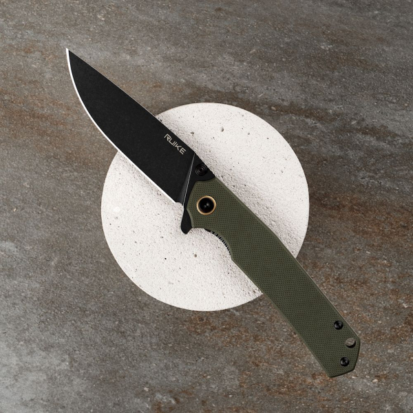 Ніж складаний туристичний Ruike P801-G, (8.6 см) 14C28N / G10 оливковий - фото №9