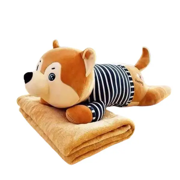 Плед-іграшка подушка 3 в 1 Собака Хаскі-матрос (110х150 см) з пледом Бежевий 520-3BE - фото