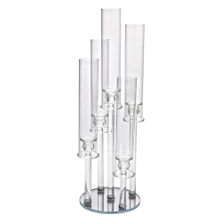 Підсвічник скляний на 5 свічок 20×72.5 см підсвічник декоративний прозорий на ніжці HP-4-64