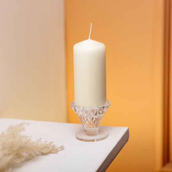 Підсвічник скляний на ніжці 5×5.5 см декоративний прозорий підсвічник на стіл HP-4-59S - фото №3