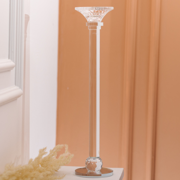 Підсвічник скляний на тонкій ніжці 9×39 см прозорий декоративний підсвічник на стіл HP-4-9L - фото №4
