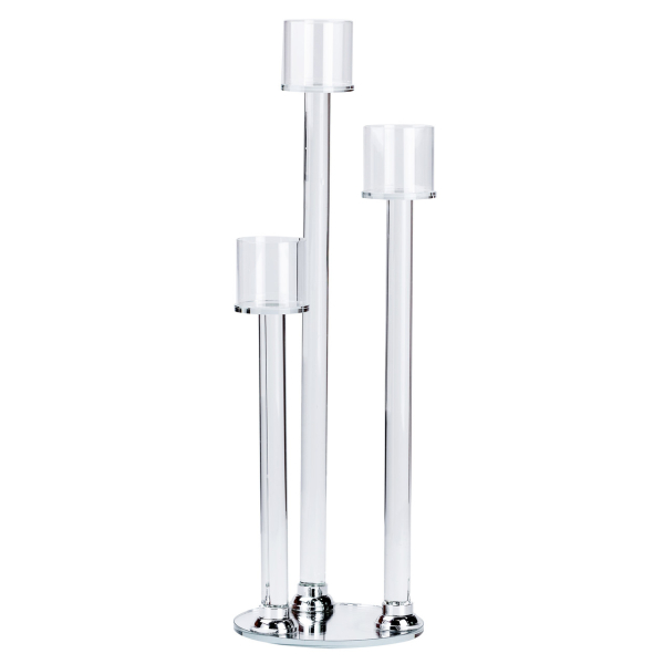 Підсвічник на 3 свічки скляний 36.5/47.0/56.5 см HP36564 - фото