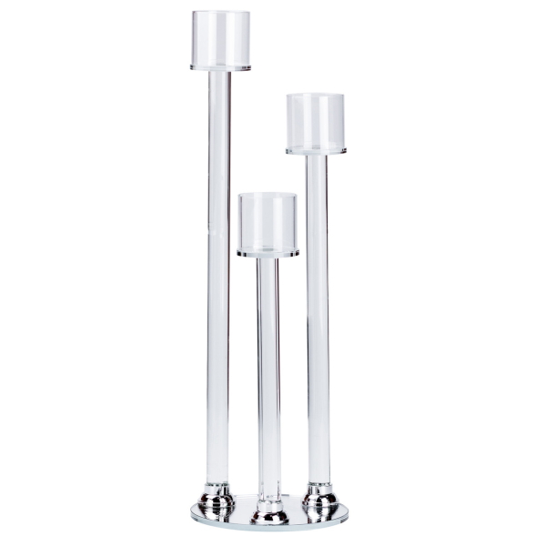 Підсвічник на 3 свічки скляний 36.5/47.0/56.5 см HP36564 - фото №3