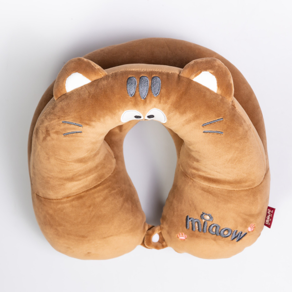 Подушка для шиї Miaow U-подібна подвійна, коричневий HP-56-27BR - фото