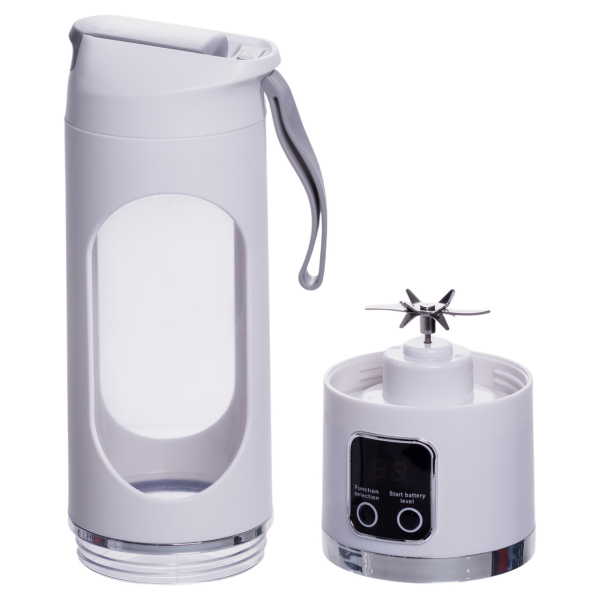 Портативний блендер для смузі на акумуляторі 450 мл 25 Вт USB Білий HP-11-10W - фото №9