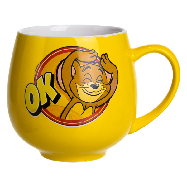 Святкова порцелянова чашка "Веселі Герої" 400 мл, Кружка дитяча із порцеляни на подарунок Жовта FM-13OK - фото №2