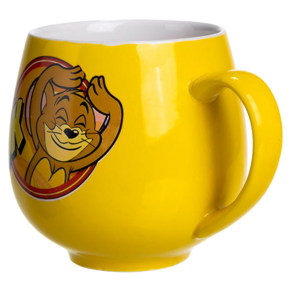 Святкова порцелянова чашка "Веселі Герої" 400 мл, Кружка дитяча із порцеляни на подарунок Жовта FM-13OK - фото №3