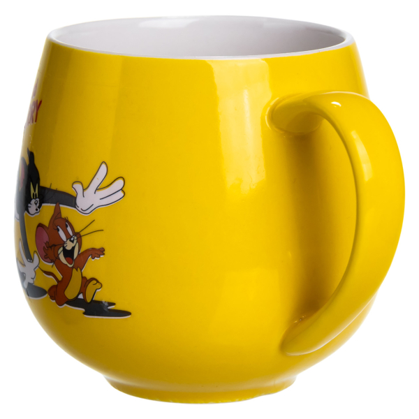 Святкова порцелянова чашка "Веселі Герої" 400 мл, Кружка дитяча із порцеляни на подарунок Жовта FM-13TJ - фото №3