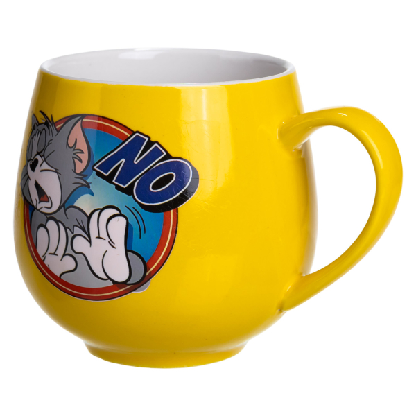 Святкова порцелянова чашка "Веселі Герої" 400 мл, Кружка дитяча із порцеляни на подарунок Жовта FM-13NO - фото №3